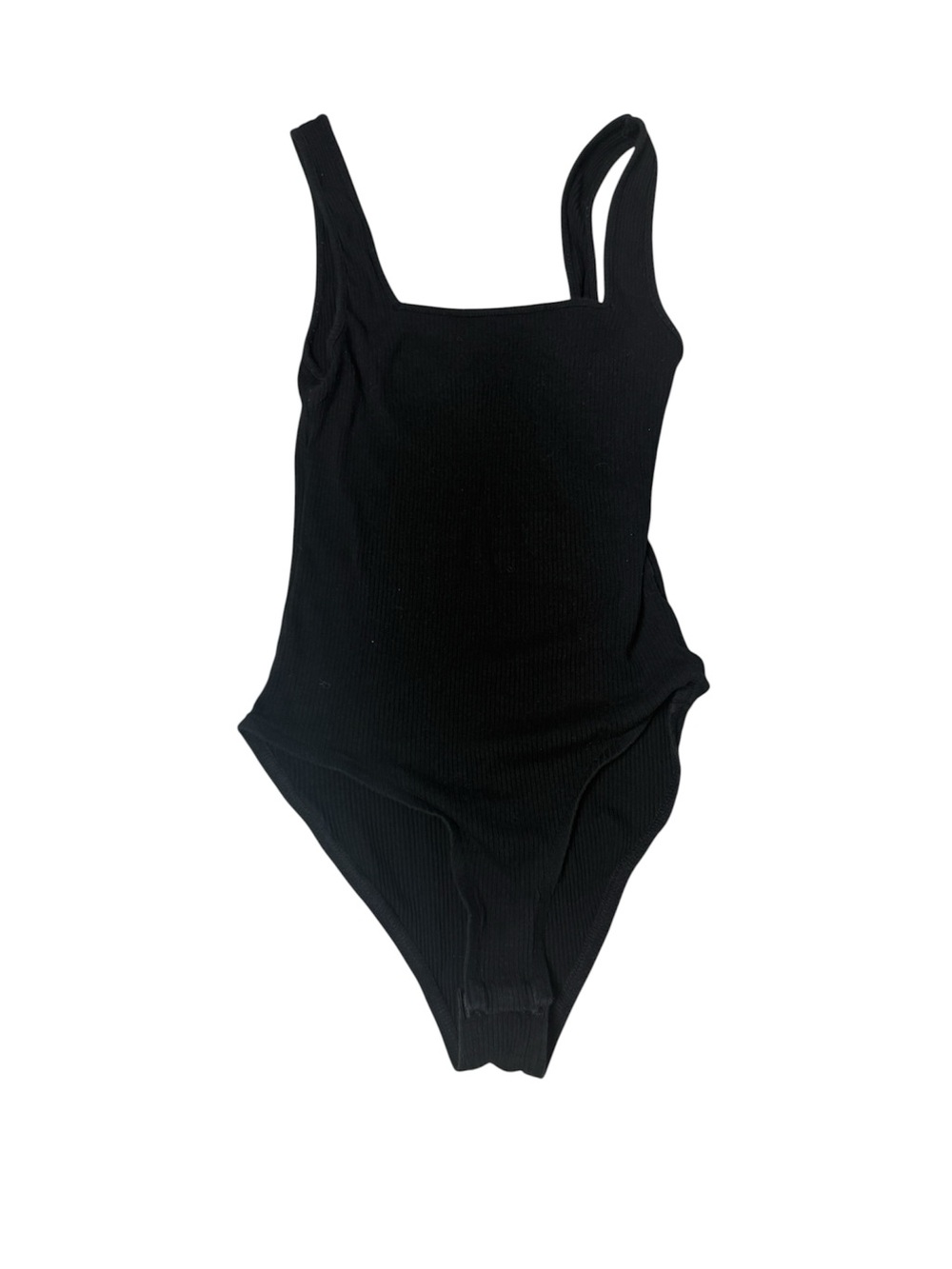 Topshop bodysuit Black Ribbed Bodysuit square neck tank